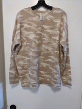 Athleta Studio to Street Sweatshirt Womens Medium Oatmeal Camo Tencel Blend
