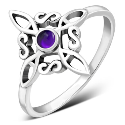 Ring Sterling Silber 925 Hexenknoten - Amethyst Neu mehrere Größen - NEU