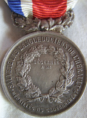 DEC5535 - MEDAILLE RETTER LANGUEDOCIENS DE L'HERAULT 1883 in Silber - Bild 2 von 6