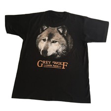 Vintage 90s Single Stitch T-Shirt Mens Large Grey Wolf Nature Animals USA Made