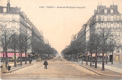 Old postcard 75 Paris XIe AVENUE PHILIPPE AUGUSTE (colored photo