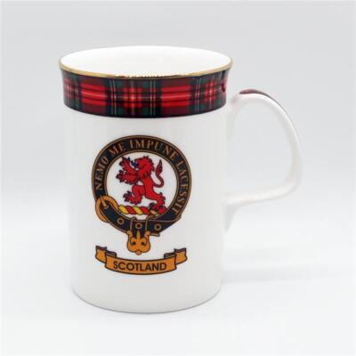 Weiße schottische Clan Wappen Tartan Bone China Tasse