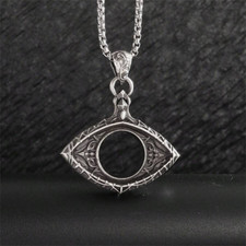 Evil Eye Medallion Necklace Jewelry Gothic Vintage-Silvery Devil's Eye Pendant