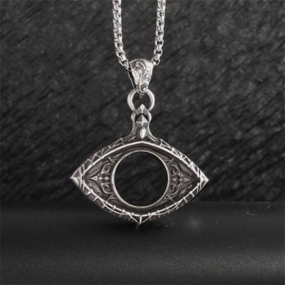 #ad Evil Eye Medallion Necklace Jewelry Gothic Vintage Silvery Devil#x27;s Eye Pendant $15.98