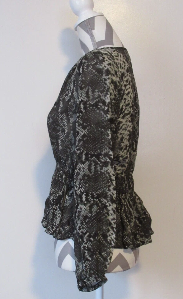 H&M Top Manga Larga 3908 Mujer Verde Negro Gris Estampado Animal Pullover Talla 2 Foto 4 de 4