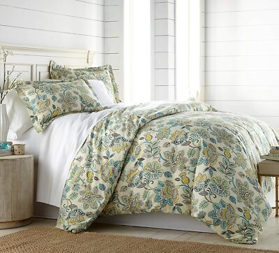 CottonLife Vintage Flower Duvet Cover Elegant Blue/Red Floral Print King Floral