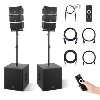 PRORECK CLUB 8000 Powered DJ 18-inch Subwoofer System 8000W P.M.P.O Line Arrays