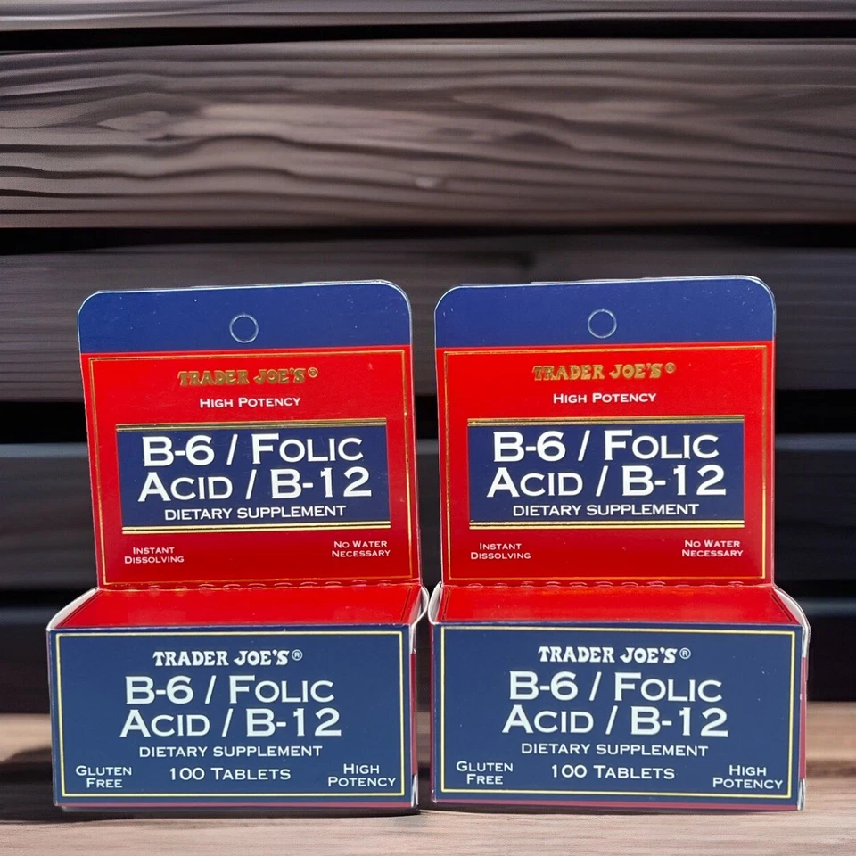 2x Suplemento dietético de alta potencia Trader Joe's B-6 ácido fólico B-12 ENVÍO GRATUITO Foto 2 de 4