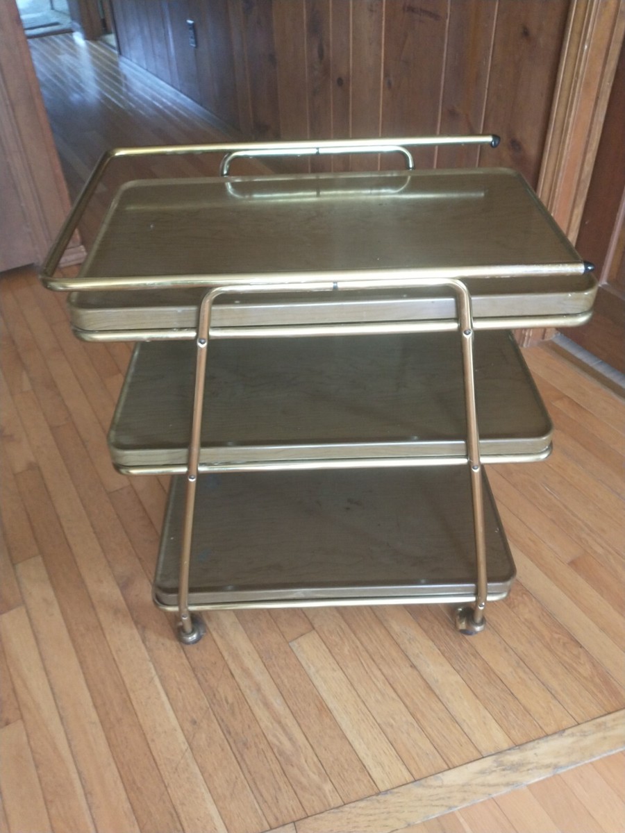 COSTCO Mid Century Expandable 3 Tier Metal Rolling Bar/Trolley