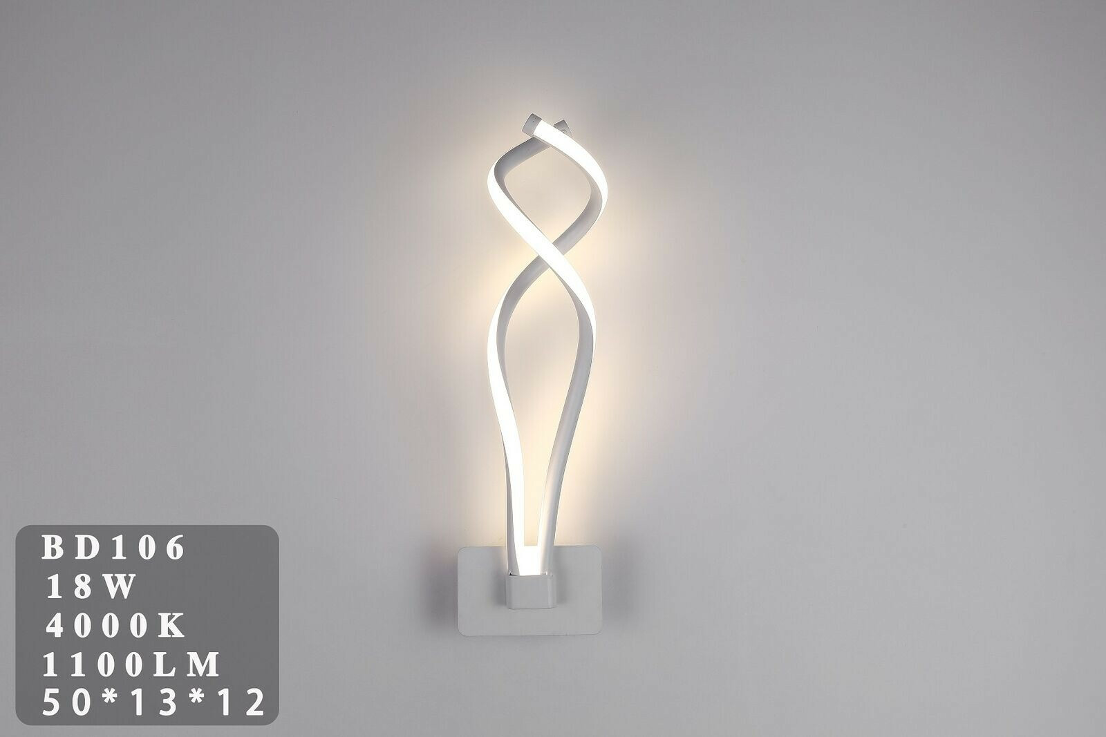 Applique LED Spirale 18W Bianca 4000K Luce Naturale Alta Qualità