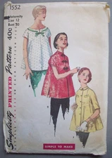 1950's? Maternity tops  womens  pattern 1552 size 12