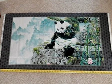 Imperial Panda Pandas Bamboo Bear Bears Flowers 24978 X qt cotton PANEL Fabric