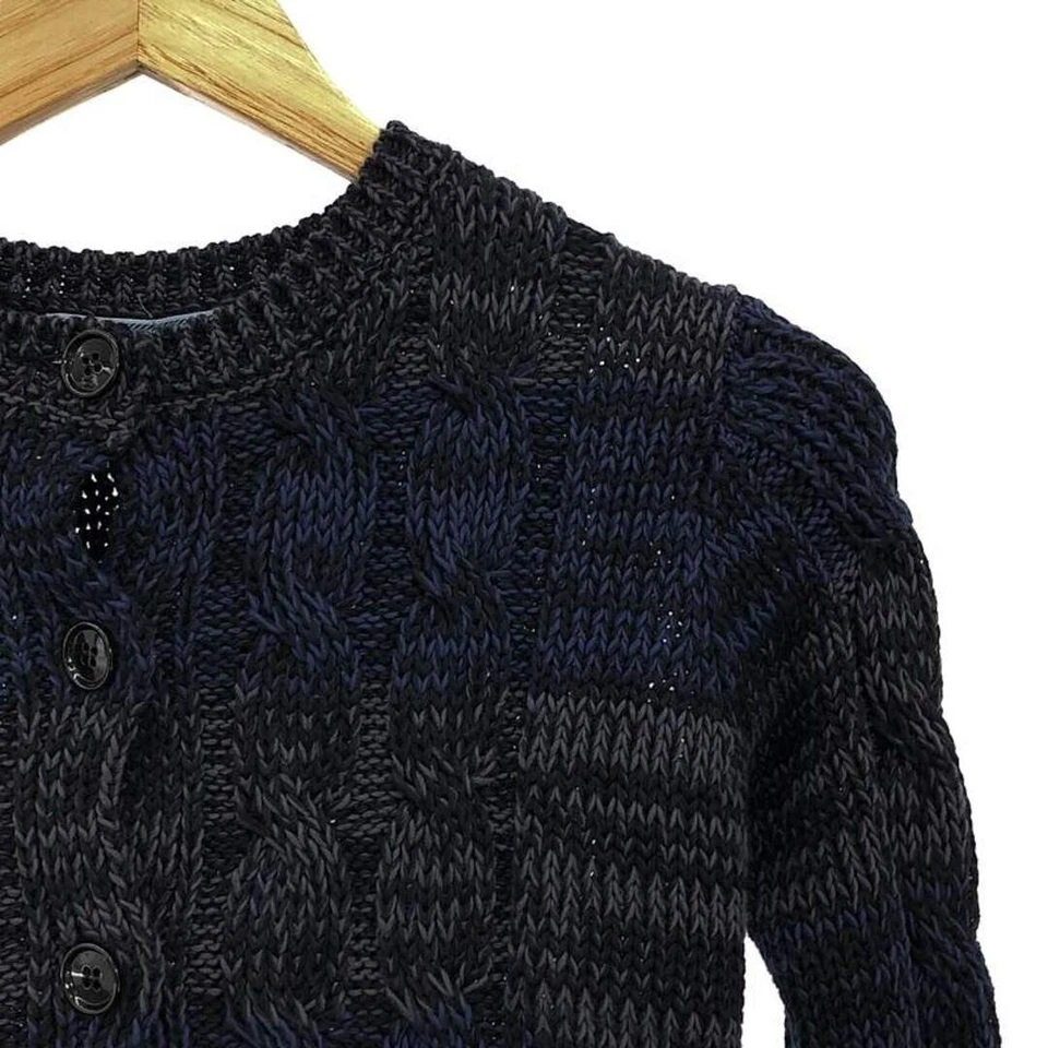 Prada Cotton Lace Embellished Cable Knit Cardigan 38 Navy Black Women's Used - Image 4 of 4