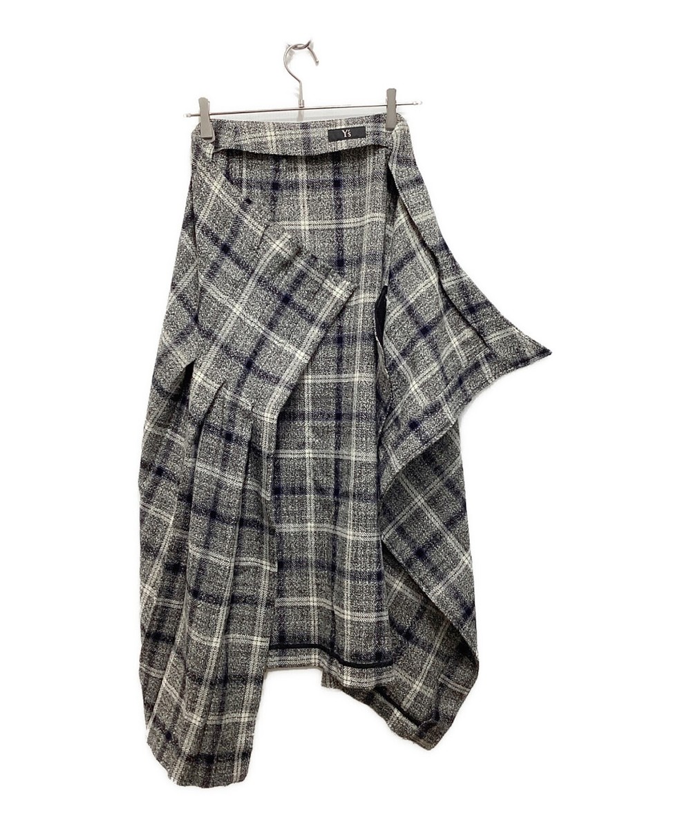 【U LAN】Kina Check Pleated Wool Wrap Skirt Kina checked pleated wool wrap skirt - U LAN