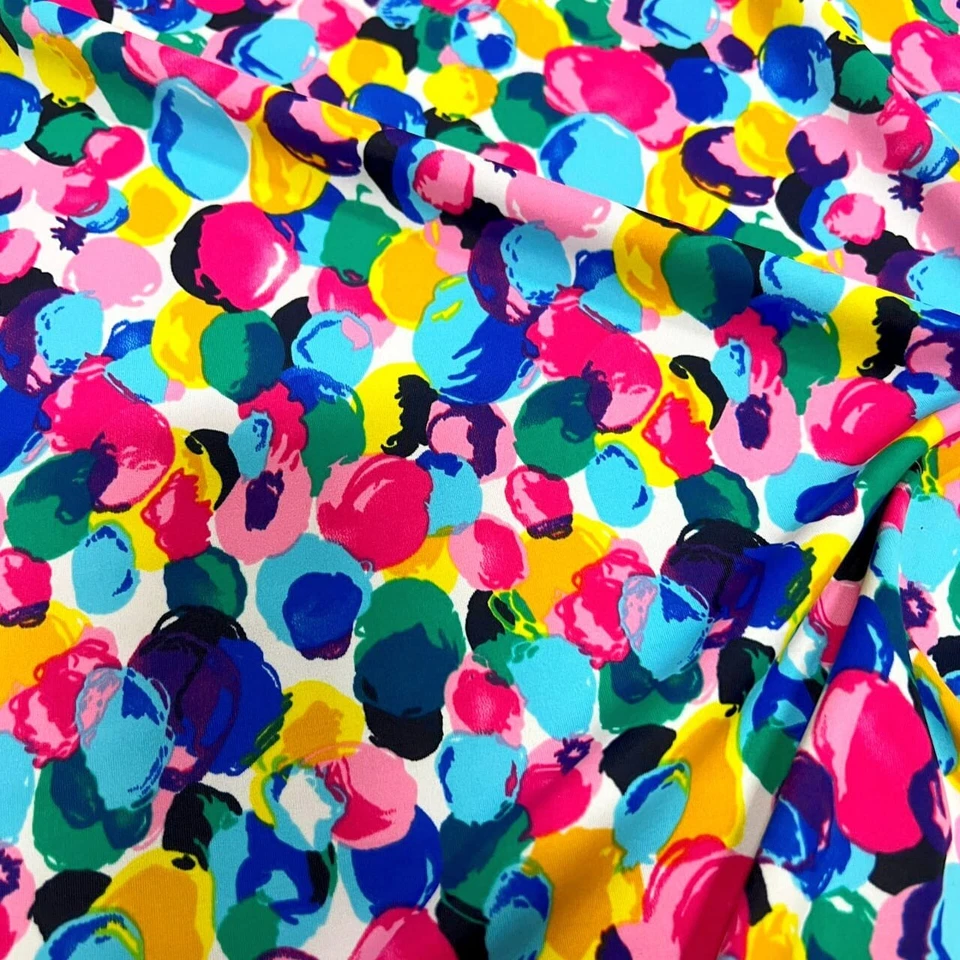 Printed Fabric Splatter Polka Dots Print 4 Way Stretch Swimsuit Spandex By Yard - Image 3 of 4