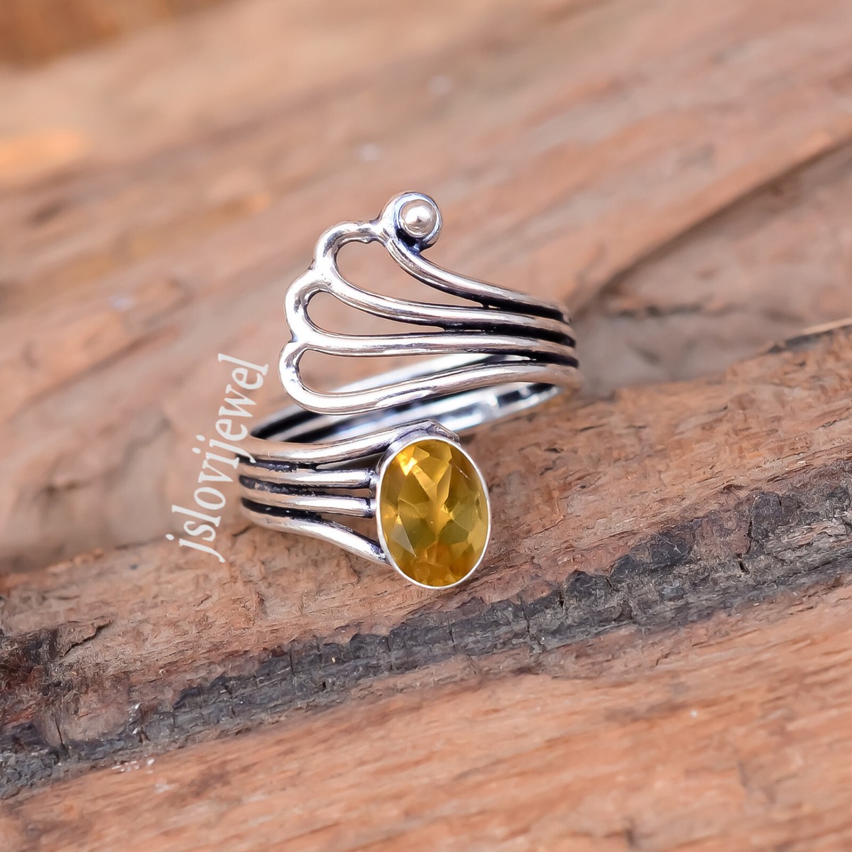 Oval Citrine Topaz Ring Vintage Citrine Cocktail Ring – Antique Ring Boutique US Store main image 0