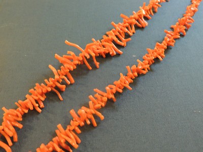 Sautoir En Corail Naturel Avec Fermoir Ancien Vermeil - Long Collier Chute, Parfait état