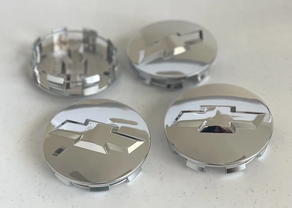 4 tapas centrales de rueda cromadas brillantes 83 mm para Chevy Silverado Suburban Tahoe Foto 2 de 4