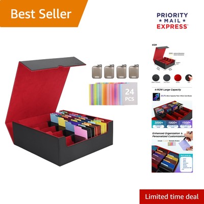 Large Capacity Trading Card Storage - Magnetic Closure & Colorful Card Dividers