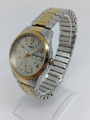 Timex South Street T2M935 Men's 36mm Two Tone Flex Band Indiglo Day/Date Watch