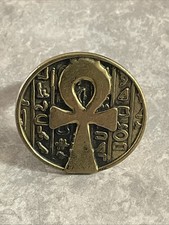 Antique Style Brass Ring with Ankh Design Handcrafted Egyptian Jewelr