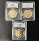 Lot of 3 1958 Canada Silver Dollars British Columbia Totem Pole PCGS MS63 & PL63