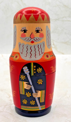 Vintage Russian Nesting Dolls Matryoshka Hand Painted Folk Art 5pc Set 6.75''