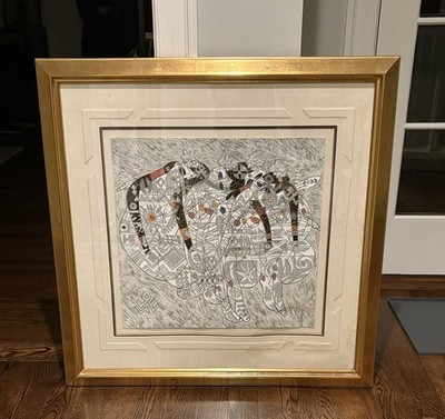 Framed Contemporary Animal Drawing on Paper & Ink, Medium, Abstract Patterns