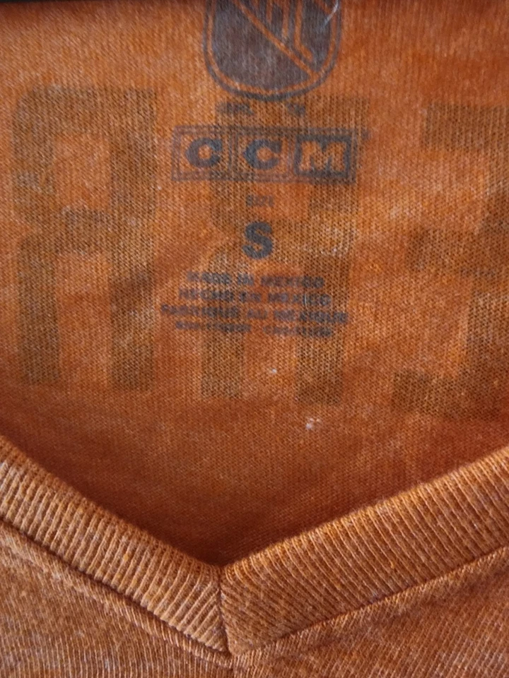 Camisa Anaheim Ducks Mujer Naranja NHL CCM Perry Hockey Camiseta 10 Pequeña Cuello en V Foto 4 de 4