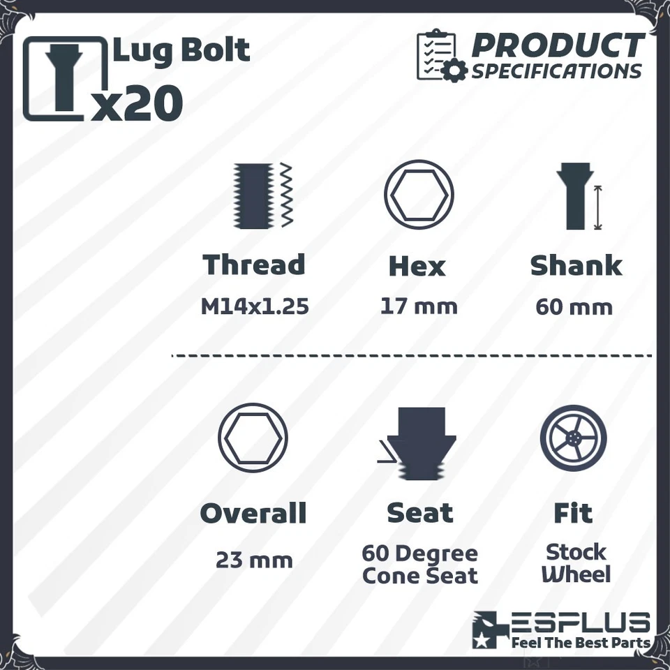 20 Rolls-Royce Bolt 14x1.25 Black 60mm Fit Ghost/Wraith/Spectre 30-34mm Spacers - Image 2 of 4