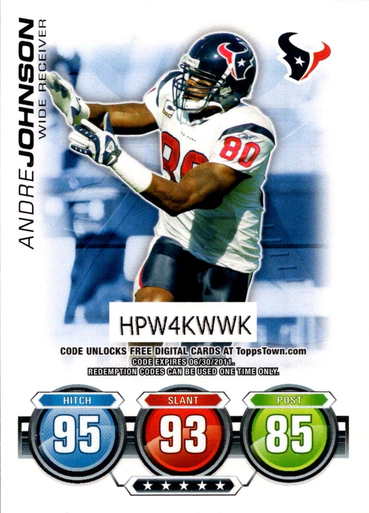 2010 Topps Attax #NNO Andre Johnson Code Cards