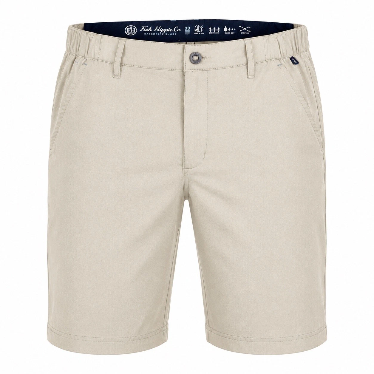 Fish Hippie Waterside Tech Short Men 33 Tan Khaki Performance Quick Dry Golfcore