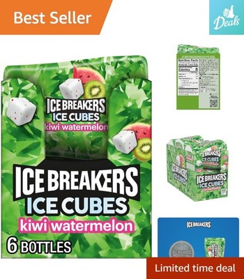 6 Cube Bottles of Sugar-Free Kiwi Watermelon Chewing Gum - Total 240 Pieces