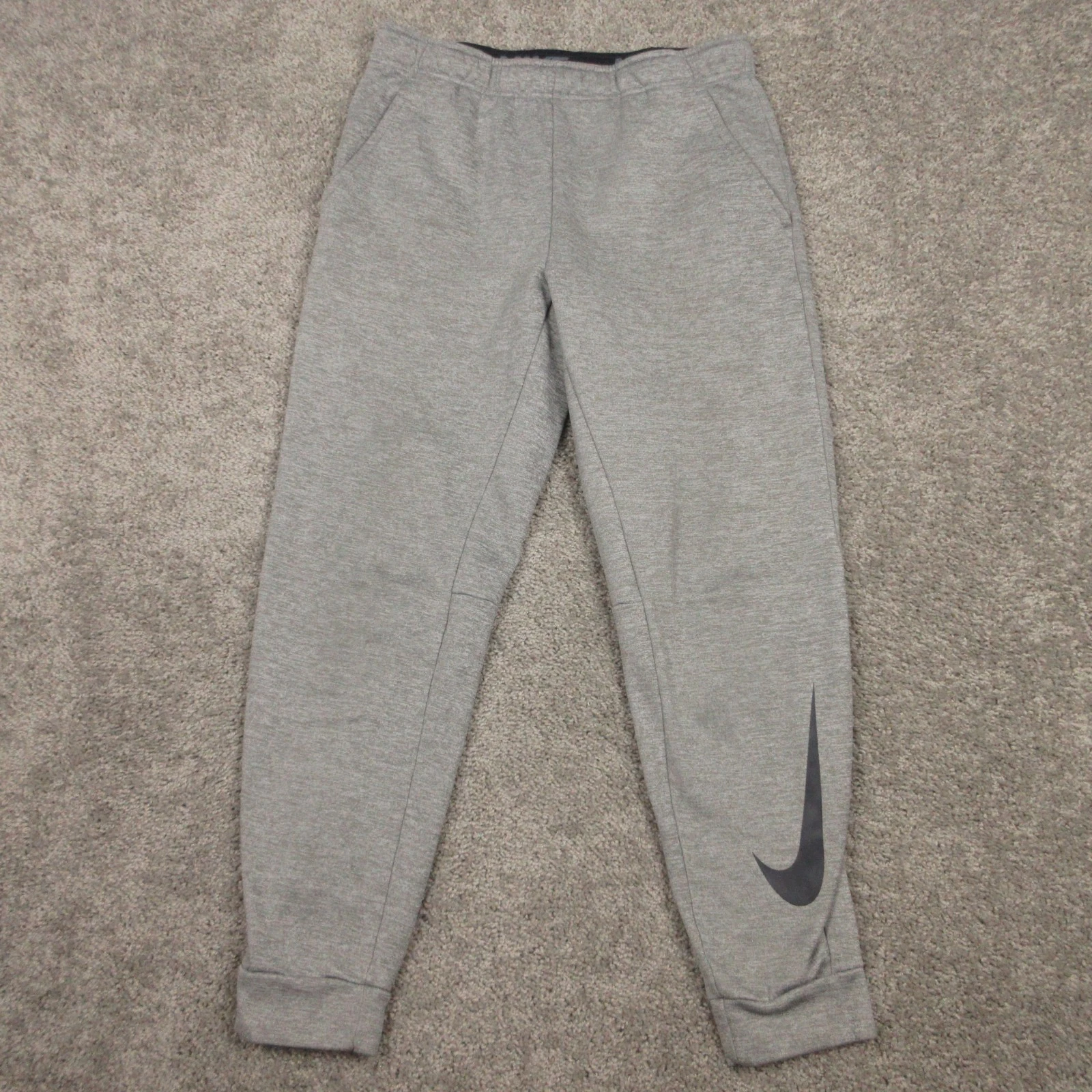Nike Sweatpants Mens Large Gray Fleece Joggers Drifit Swoosh Logo Gym Running