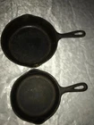 2 Vintage WAGNER WARE Sidney-0 1055 # 5 & 3 CAST IRON Skillet FRYING PAN 8" 6.5"