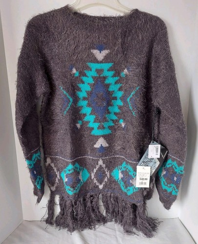Maglione donna azteco con frange Powder River Outfitters by Panhandle nuovo con etichette taglia small - Foto 1 di 14