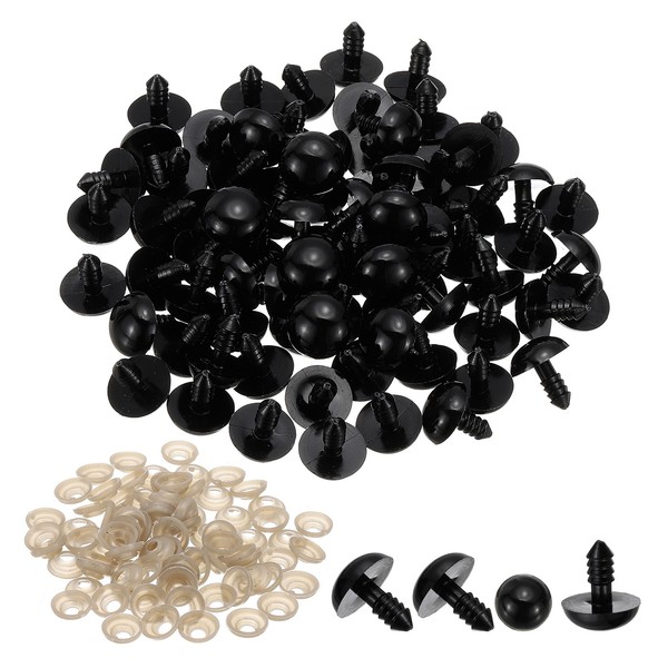 14 Mm Sicherheitsaugen 200X Kunststoff-Bastelaugen Mit Unterlegscheiben, Schwarz-image