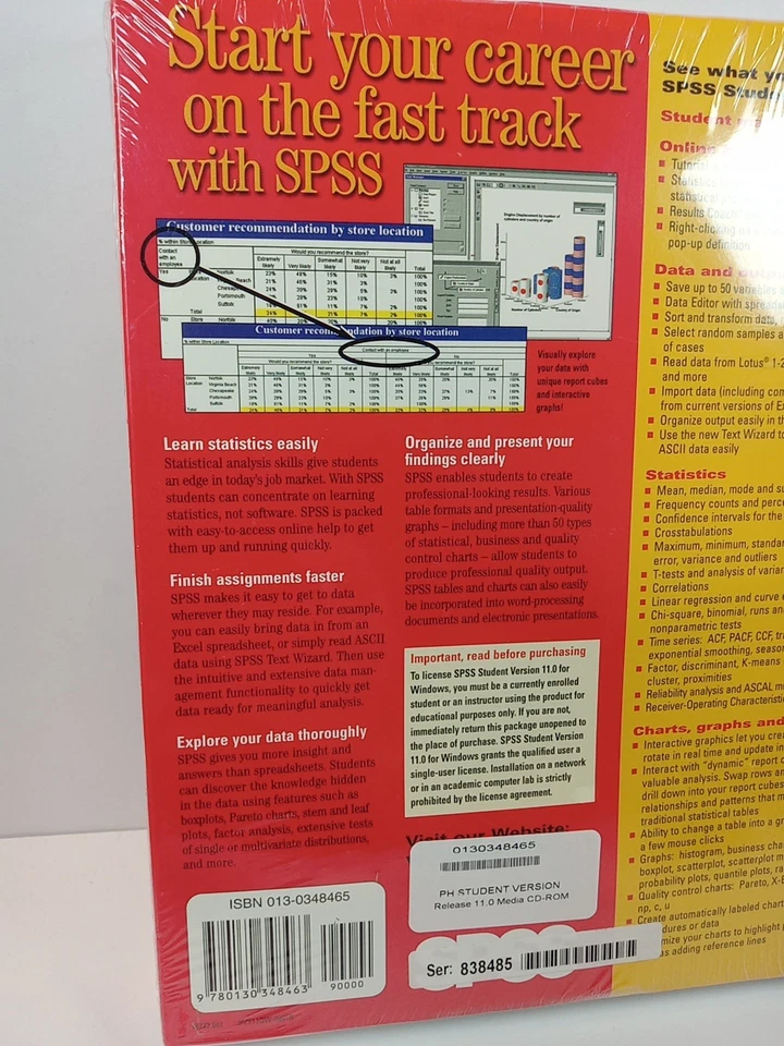 Sealed SPSS Student Version 11.0 Software Windows 98 2000 WIN NT Statistical - Image 3 of 4