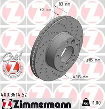 2x Bremsscheibe innenbel&uuml;ftet 400.3614.52 ZIMMERMANN f&uuml;r MERCEDES-BENZ PUCH