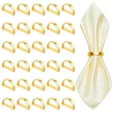SHENLIU 30Pcs Gold Napkin Rings Set, Semicircle Metal Gold Napkin Holder 