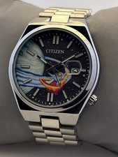 Vintage Men's Citizen Quartz Blue Dial Silver Case and Bracelet Date Work Watch