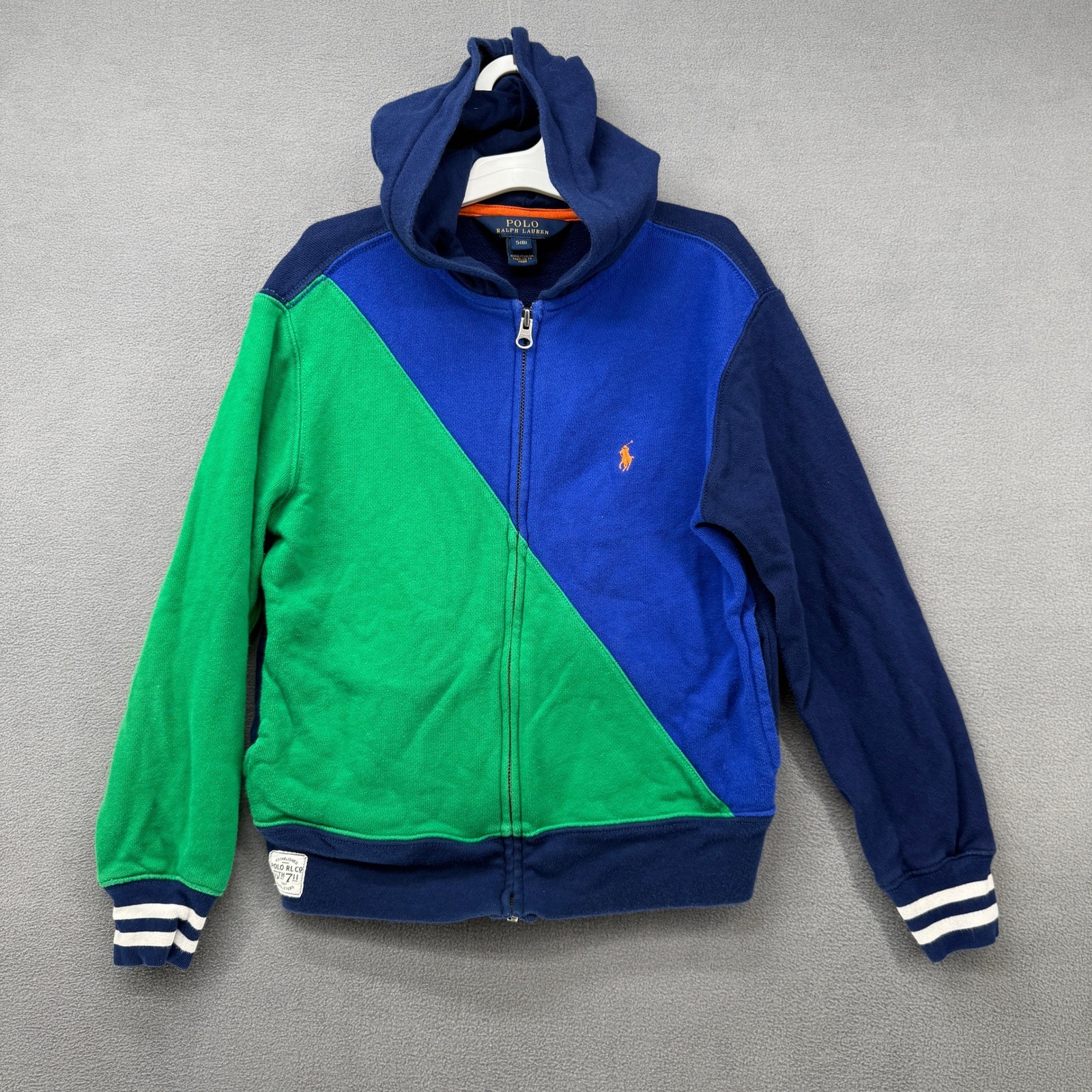 Polo Ralph Lauren Boys Colorblock Full Zip Hoodie Blue Green Size S (8)