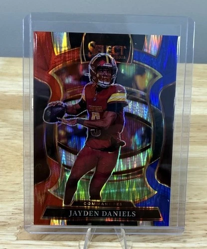 2025 Panini Select - Jayden Daniels #88 Concourse Red and Blue Prizm Shock