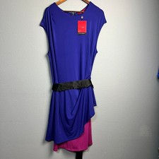 NWT Narciso Rodriguez Color Block Tiered Knee Length Dress Belted Sleeveless XL