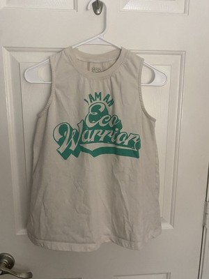 Modern Lux Eco Warrior Tank Top Womens Small Cream Sleeveless Graphic Shirt
