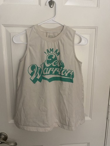 Modern Lux Eco Warrior Tank Top Womens Small Cream Sleeveless Graphic Shirt