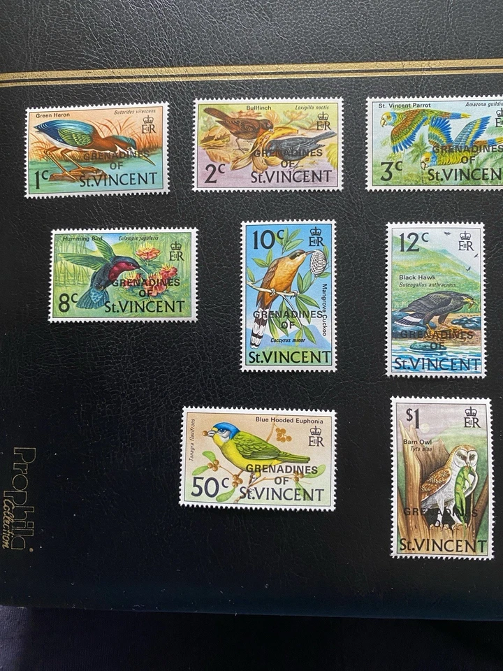 Selos de pássaros de São Vicente 1974: conjunto completo de 15 sobreimpressos "Granadinas de" sem marca de charneira - Imagem 2 de 4