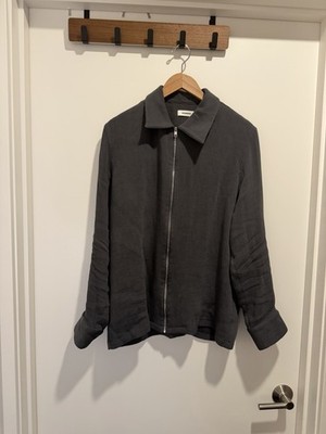 Sandro Paris Textured Zip Jacket Overshirt Gray Size M Minimalist Designer