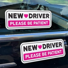New Driver Stickers Pink Non-Magnetic for Cars  Windows Reusable