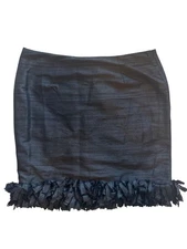 Gretchen Scott Designs Black Silk Confetti Fringe Pencil Skirt L Fall 2025 NWT